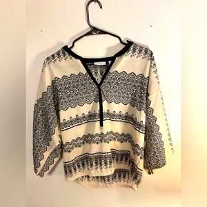 New York and Company black and white lace design blouse